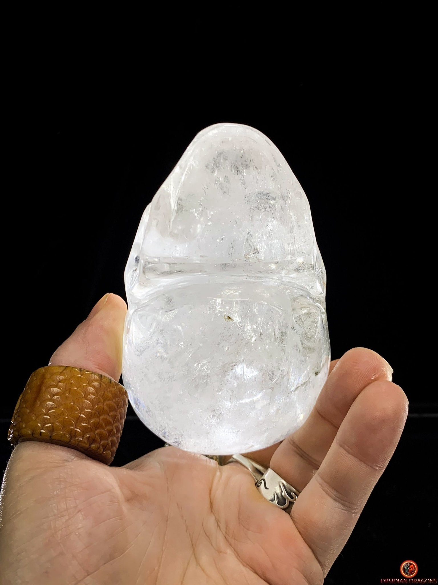 Crâne de Cristal de Roche - Crâne à Pointes de cristal - obsidian dragons