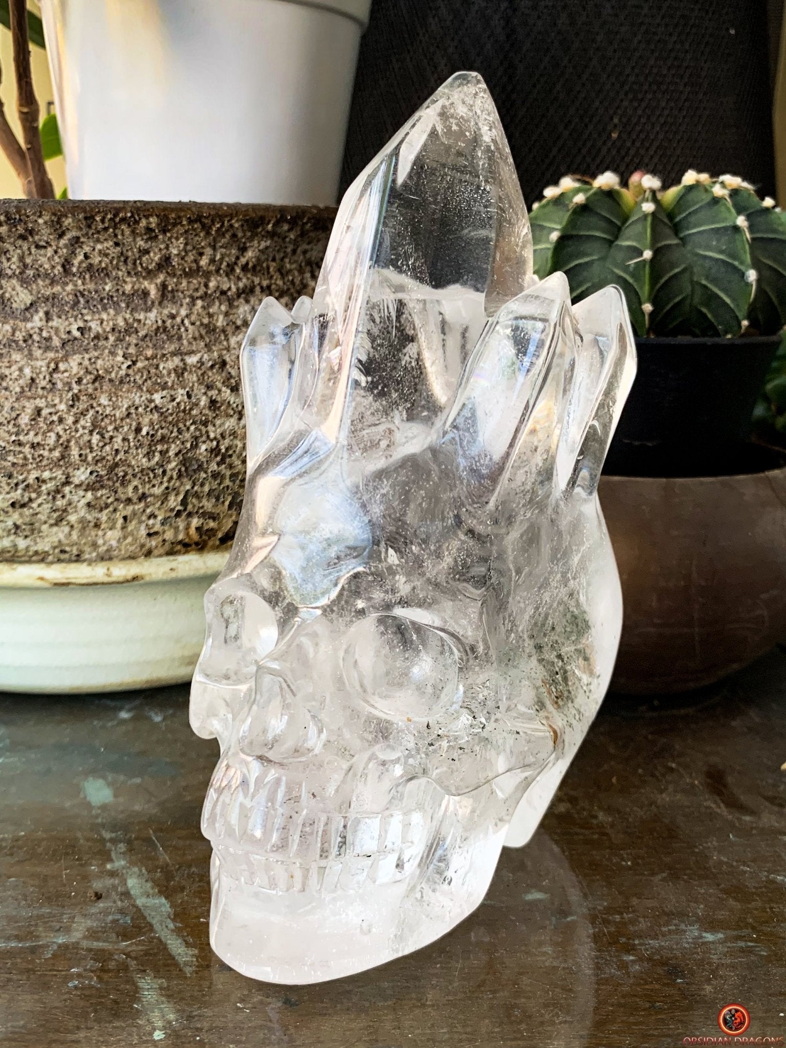 Crâne de Cristal de Roche - Crâne à Pointes de cristal | obsidian dragons