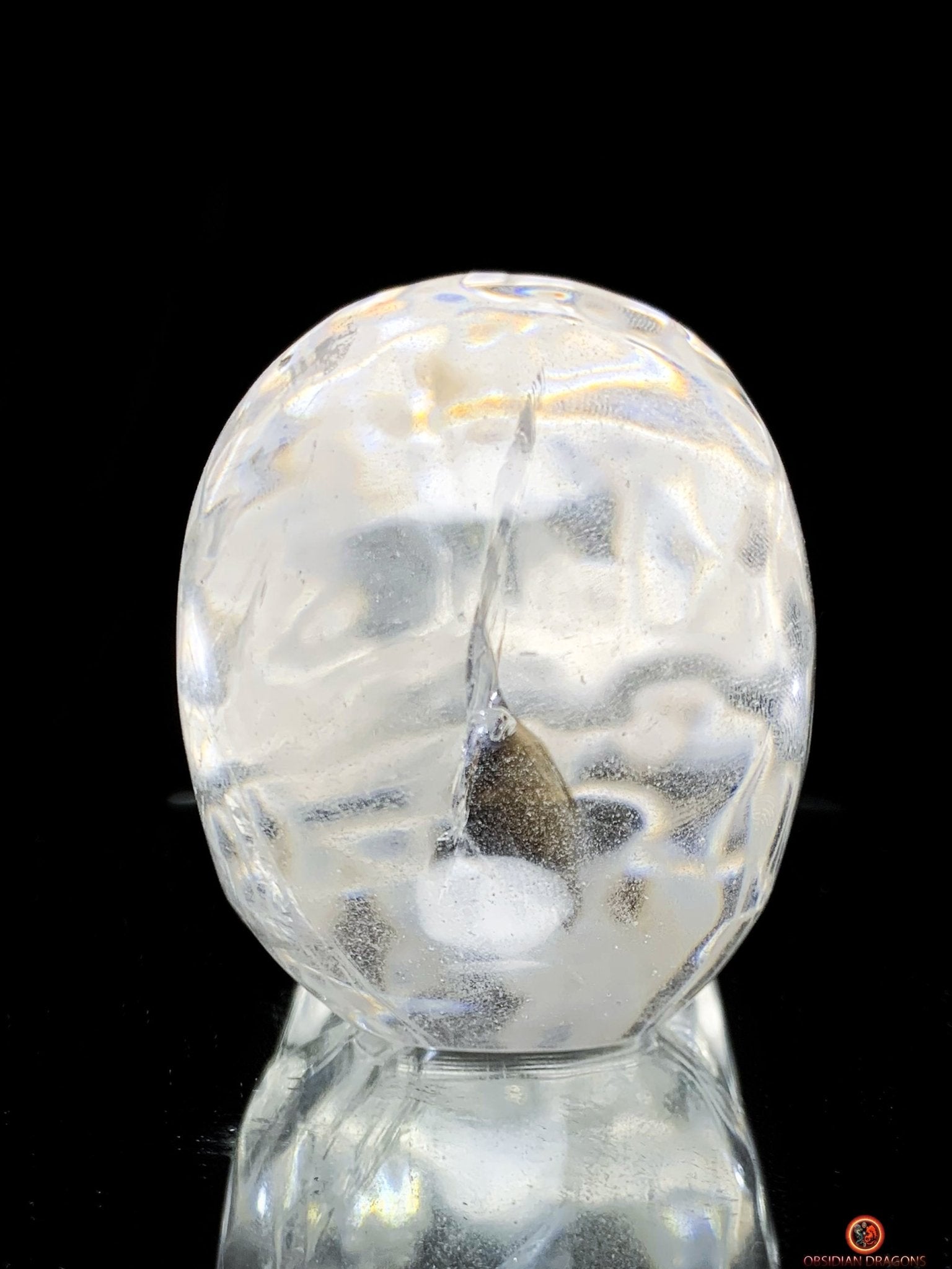 Crâne de Cristal de Roche Naturel – Reflets Arc-en-Ciel | obsidian dragons