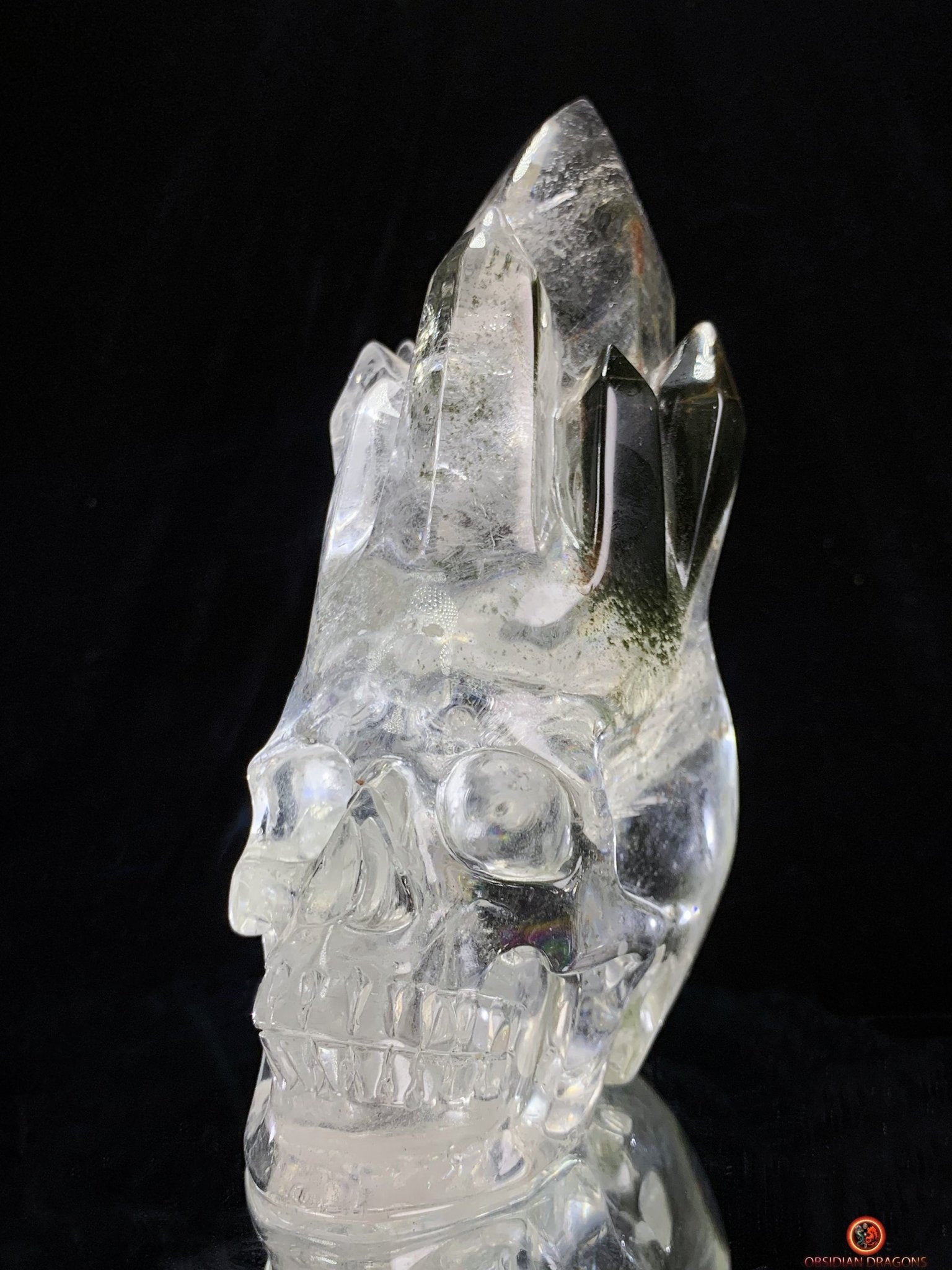 Crâne de Cristal de Roche haut de gamme - cristal de qualité rare | obsidian dragons