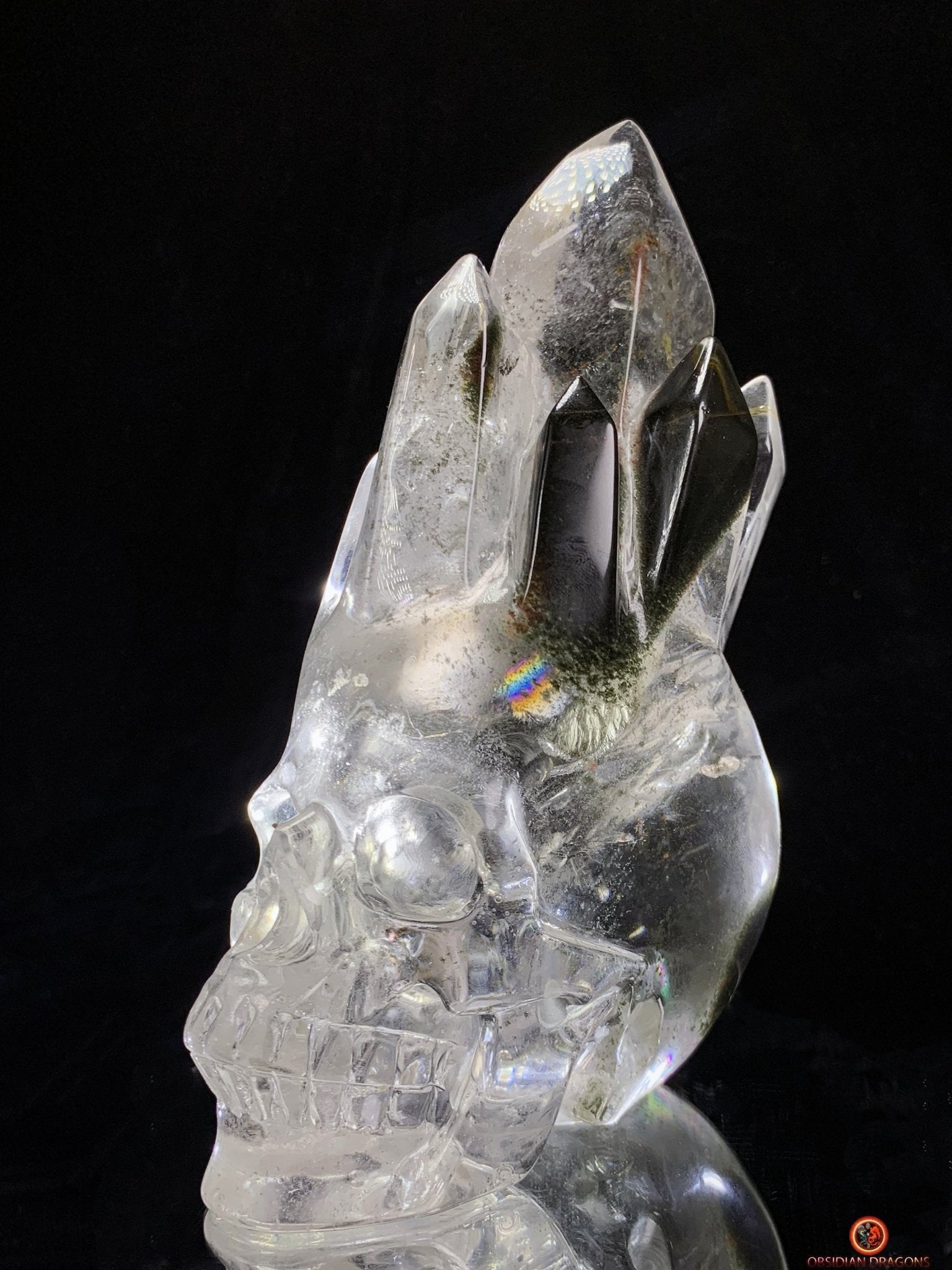 Crâne de Cristal de Roche haut de gamme - cristal de qualité rare | obsidian dragons