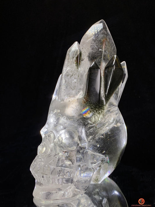 Crâne de Cristal de Roche haut de gamme - cristal de qualité rare | obsidian dragons