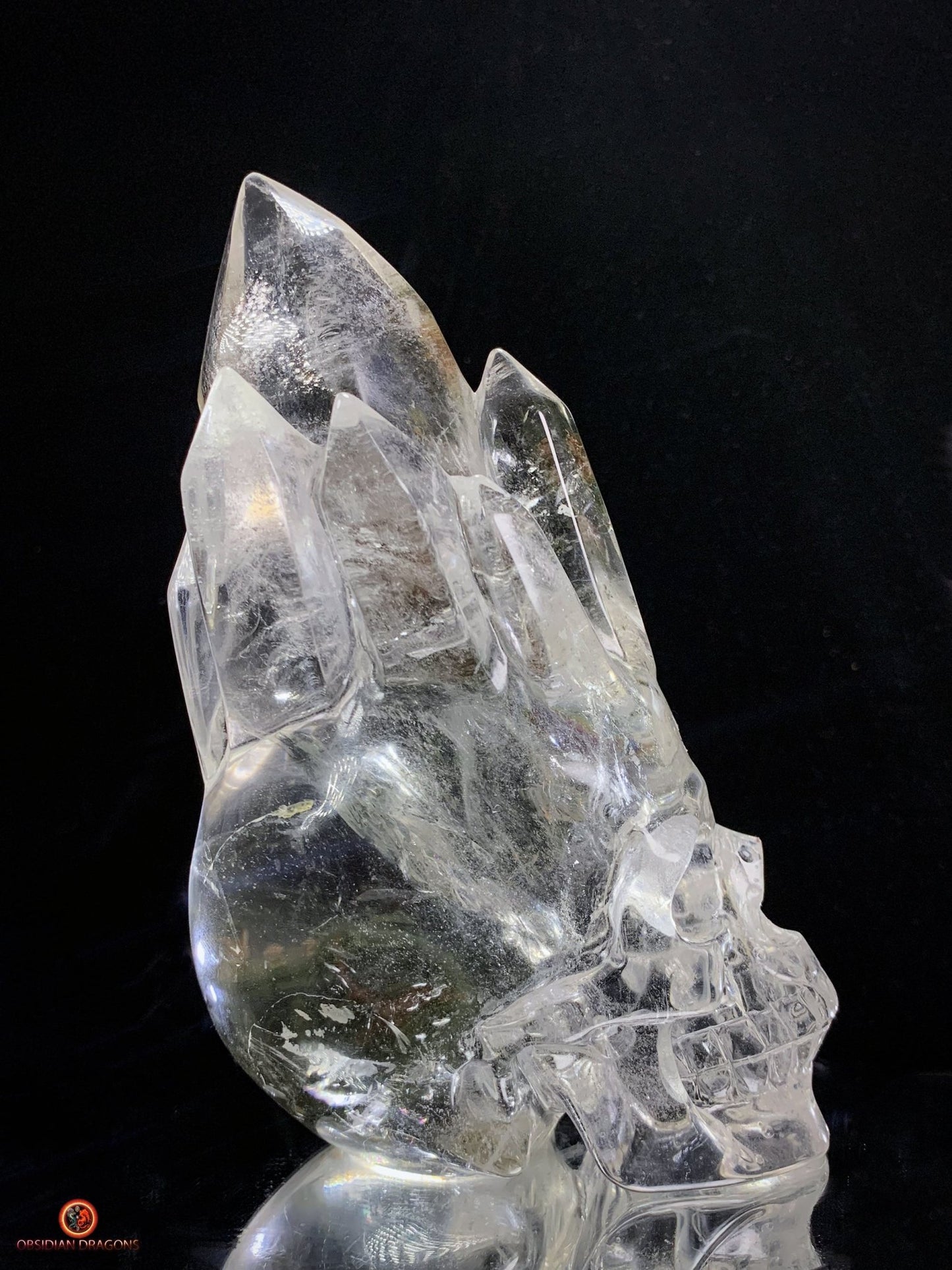 Crâne de Cristal de Roche haut de gamme - cristal de qualité rare | obsidian dragons