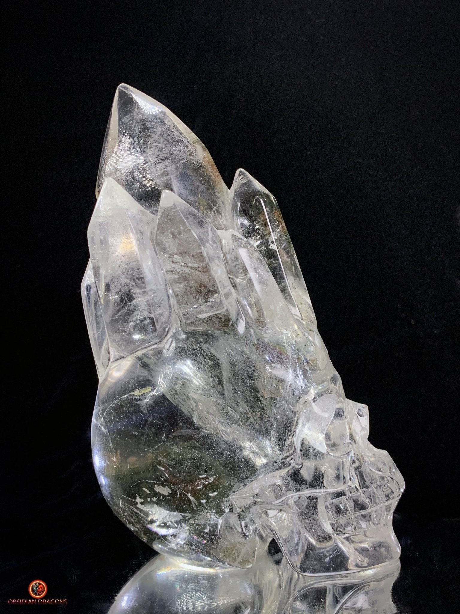 Crâne de Cristal de Roche haut de gamme - cristal de qualité rare | obsidian dragons