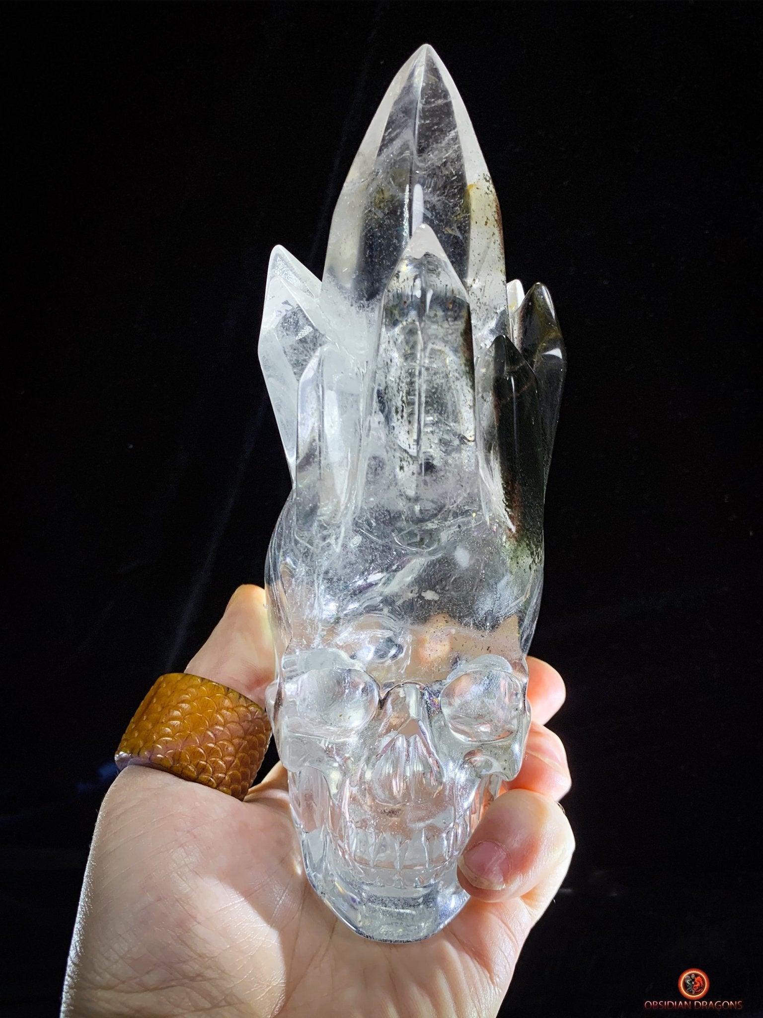 Crâne de Cristal de Roche haut de gamme - cristal de qualité rare | obsidian dragons
