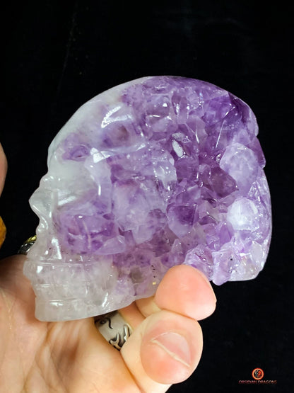 Crâne de Cristal en Améthyste – Cristal d’Éveil rare - obsidian dragons