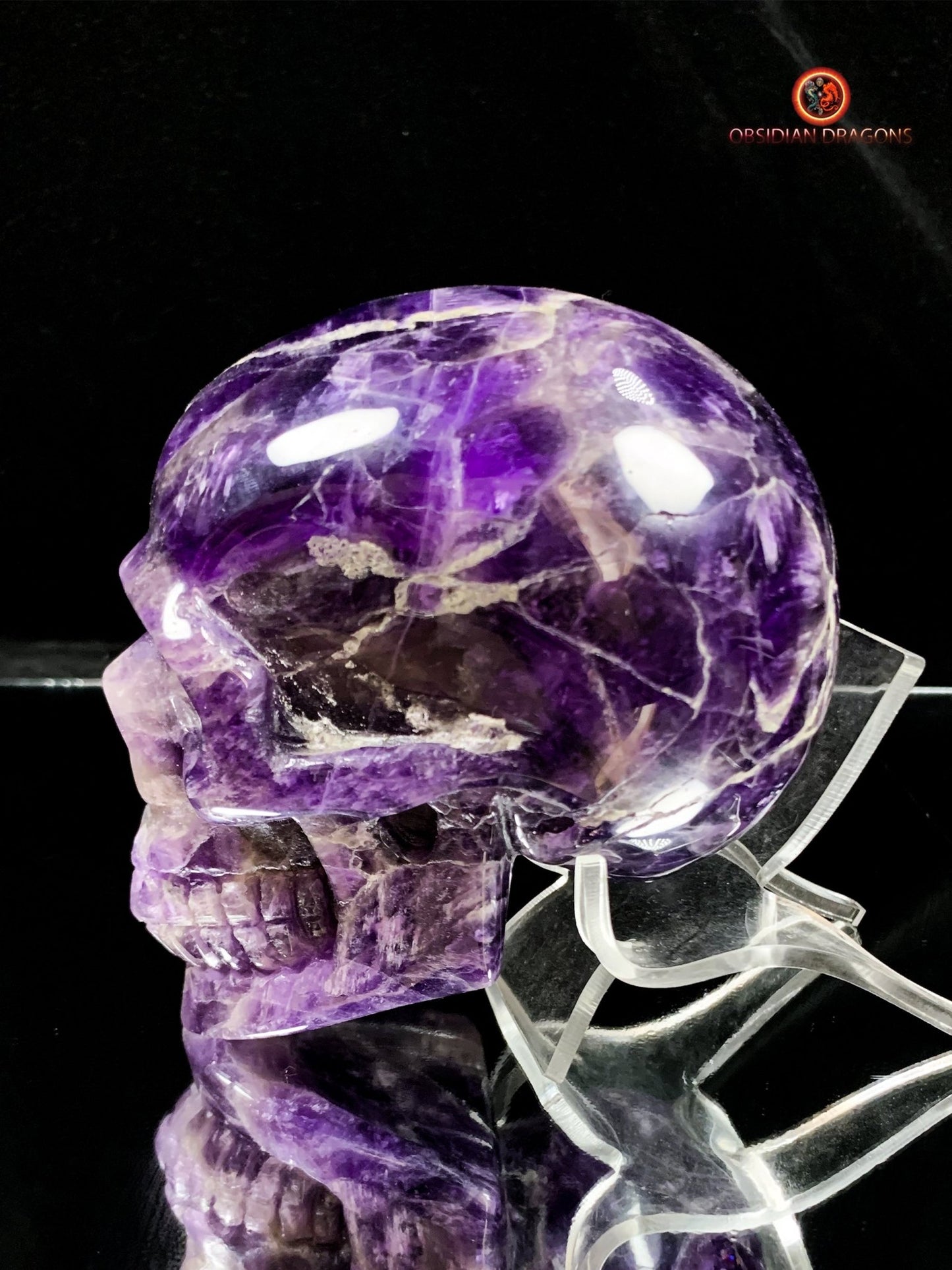 Crâne de Cristal en Améthyste- Unique et Précieux | obsidian dragons