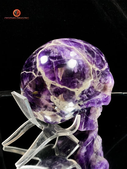Crâne de Cristal en Améthyste- Unique et Précieux | obsidian dragons