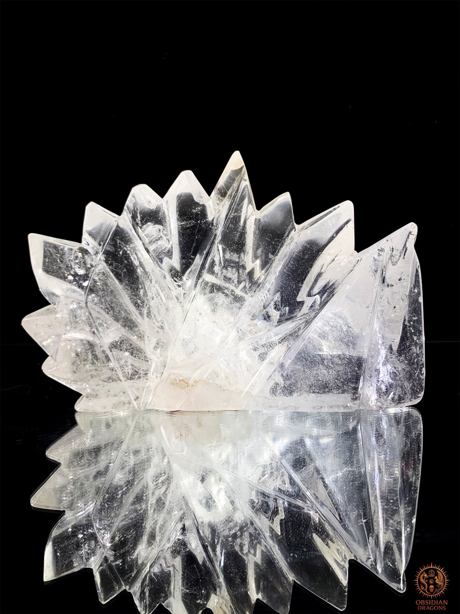 Crâne de Cristal en Cristal de Roche – Couronne de lumière | obsidian dragons