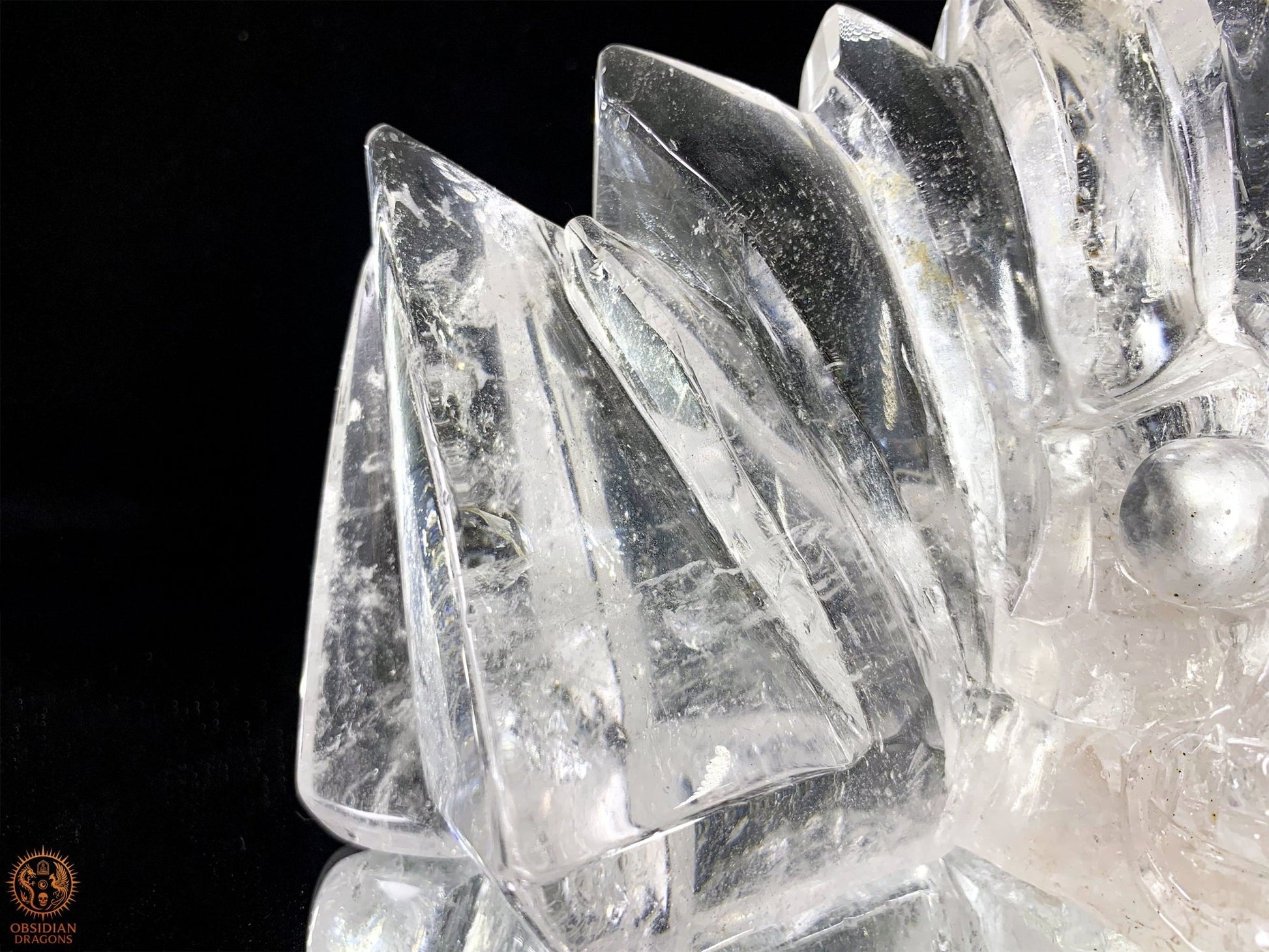 Crâne de Cristal en Cristal de Roche – Couronne de lumière | obsidian dragons