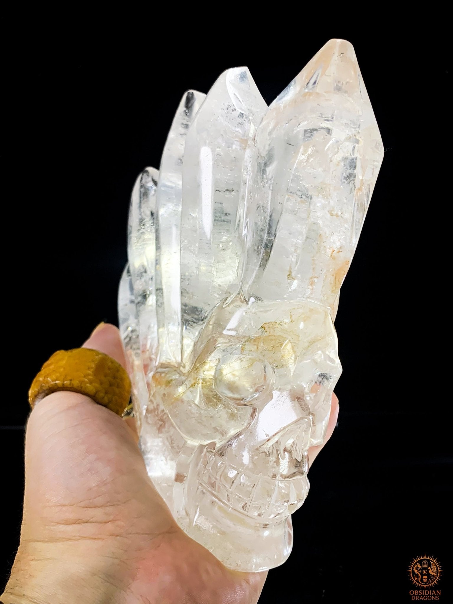 Crâne de Cristal en Cristal de Roche – Crête de Lumière - obsidian dragons