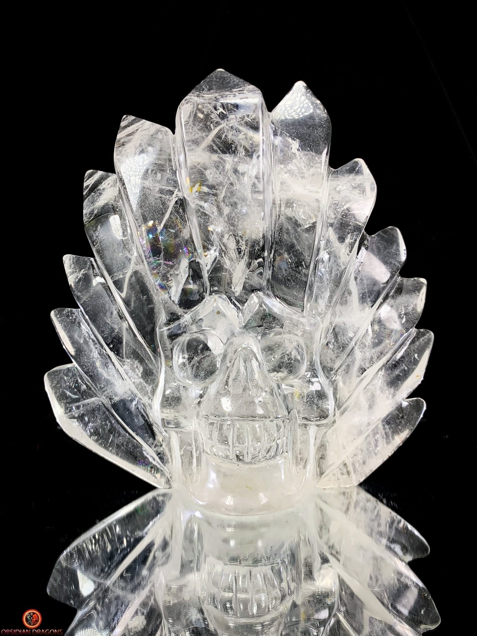 Crâne de Cristal en Cristal de Roche – Totem de Lumière | obsidian dragons