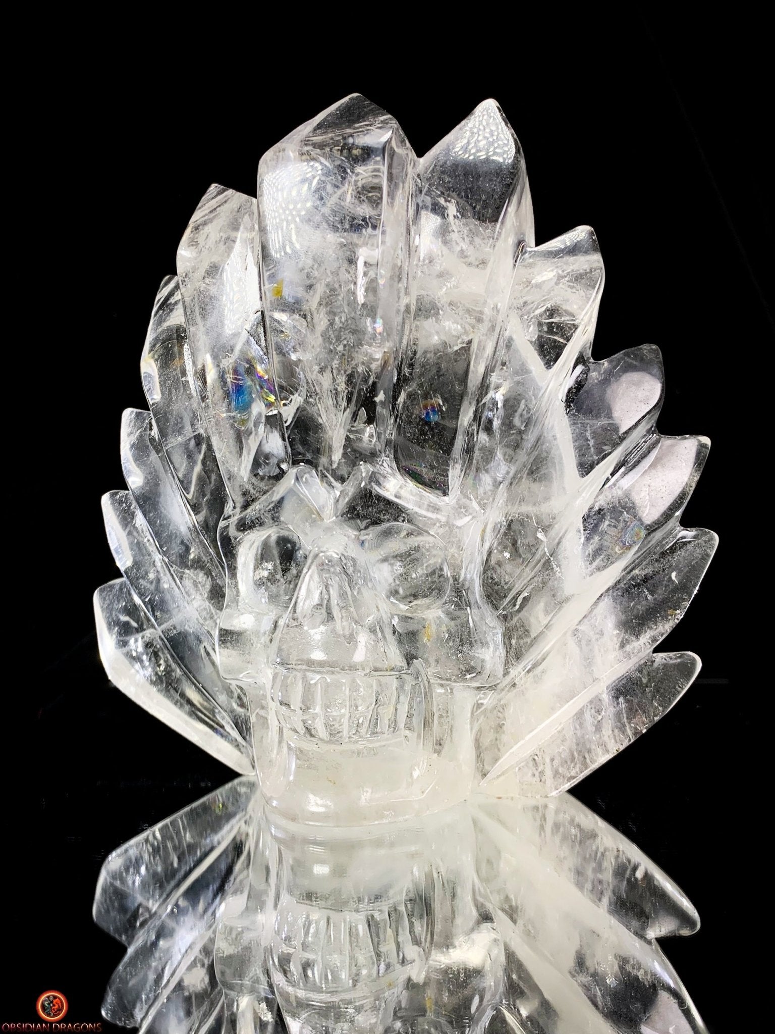 Crâne de Cristal en Cristal de Roche – Totem de Lumière | obsidian dragons