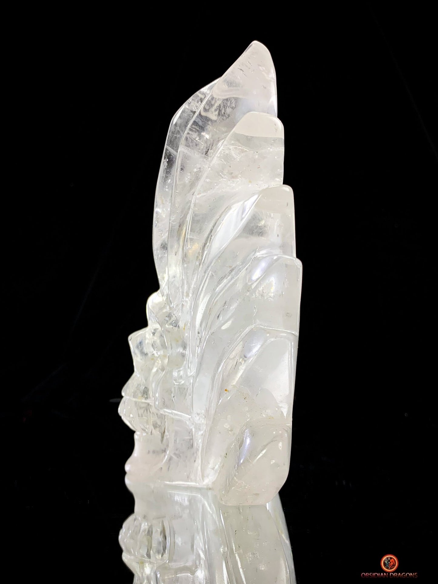 Crâne de Cristal en Cristal de Roche – Totem de Lumière | obsidian dragons
