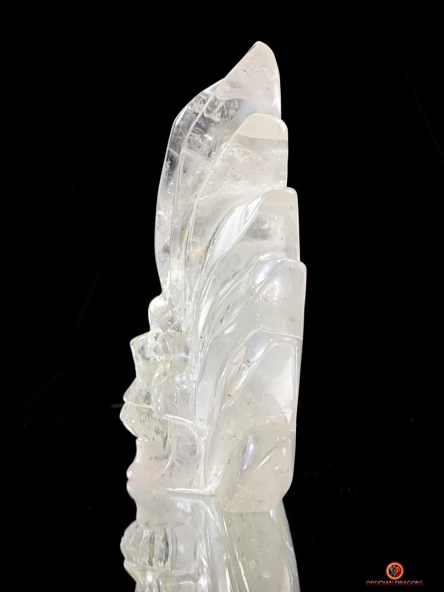 Crâne de Cristal en Cristal de Roche – Totem de Lumière | obsidian dragons