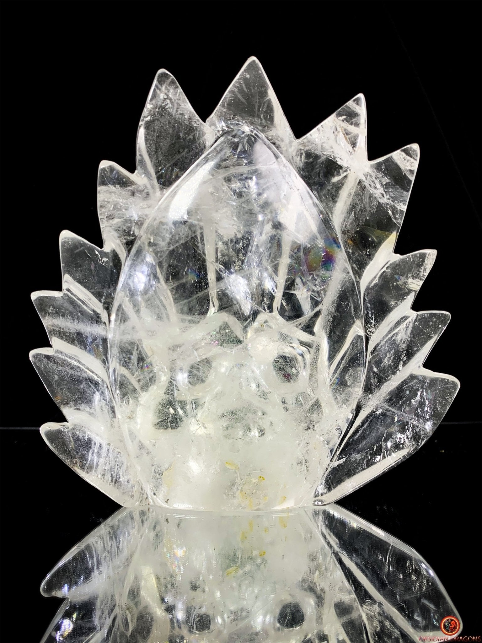 Crâne de Cristal en Cristal de Roche – Totem de Lumière | obsidian dragons