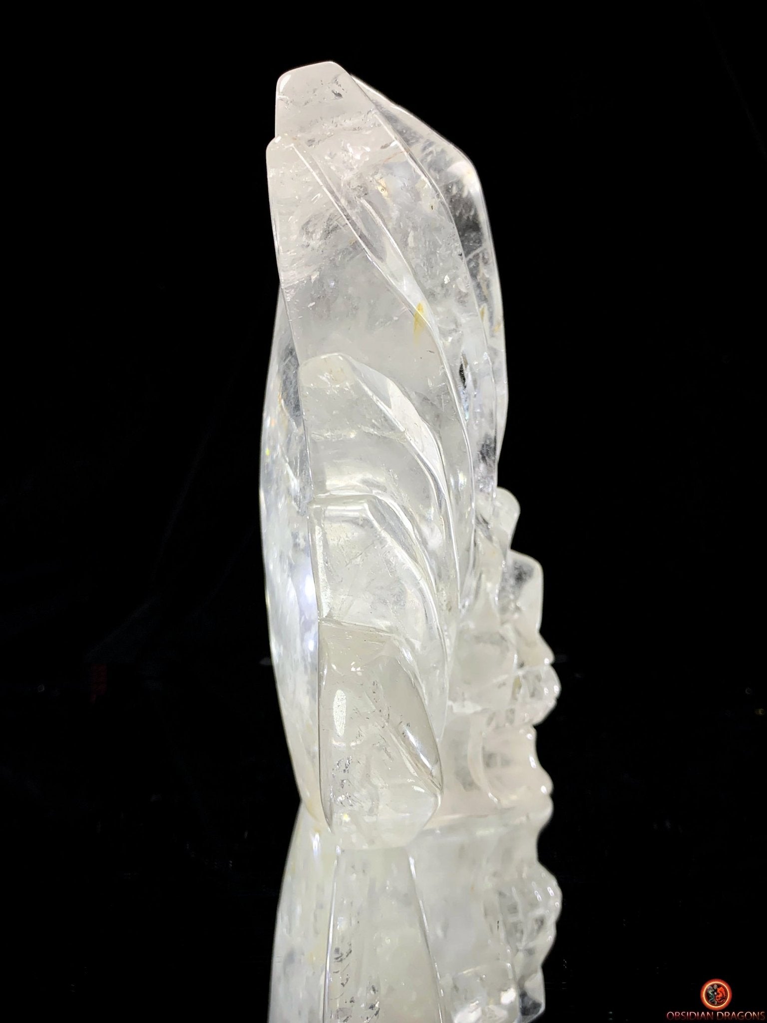 Crâne de Cristal en Cristal de Roche – Totem de Lumière | obsidian dragons