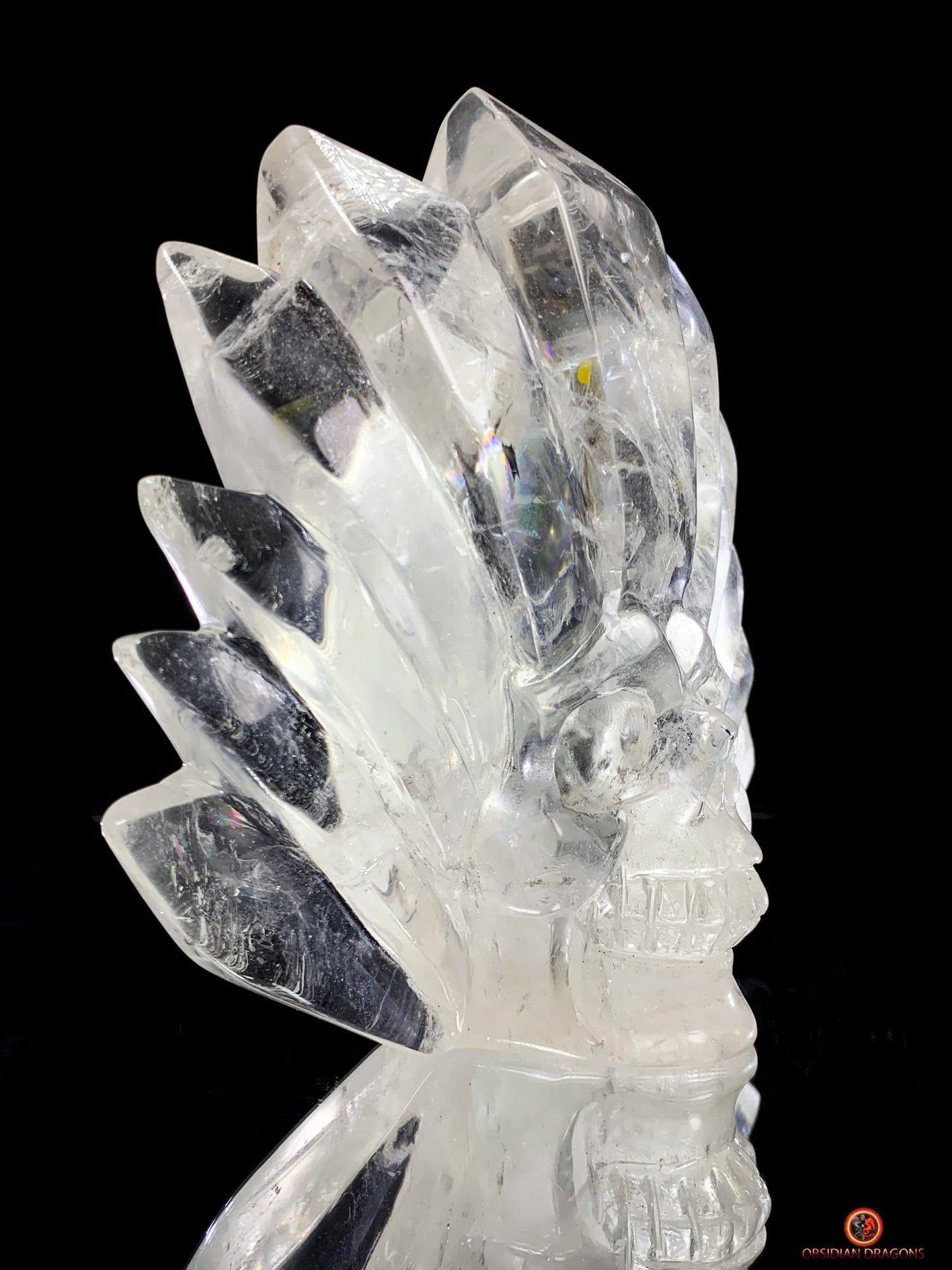 Crâne de Cristal en Cristal de Roche – Totem de Lumière - obsidian dragons