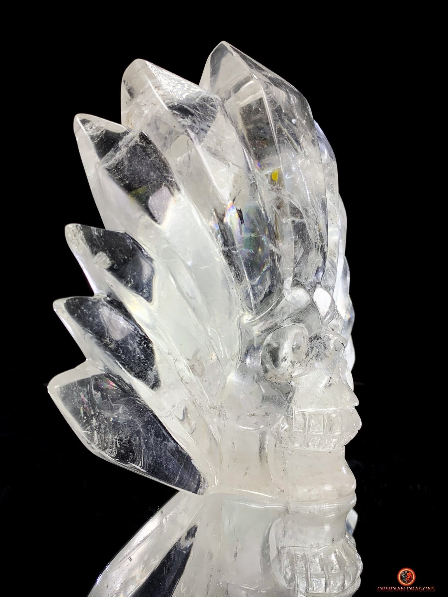 Crâne de Cristal en Cristal de Roche – Totem de Lumière - obsidian dragons