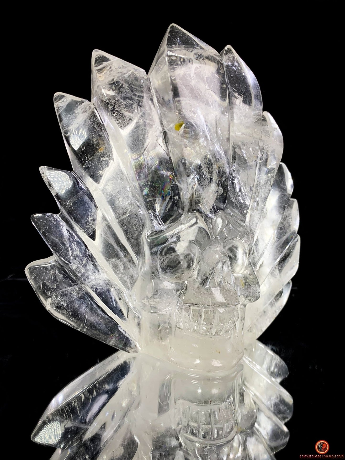 Crâne de Cristal en Cristal de Roche – Totem de Lumière | obsidian dragons