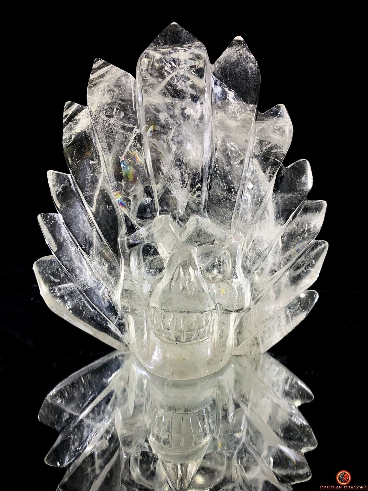 Crâne de Cristal en Cristal de Roche – Totem de Lumière | obsidian dragons