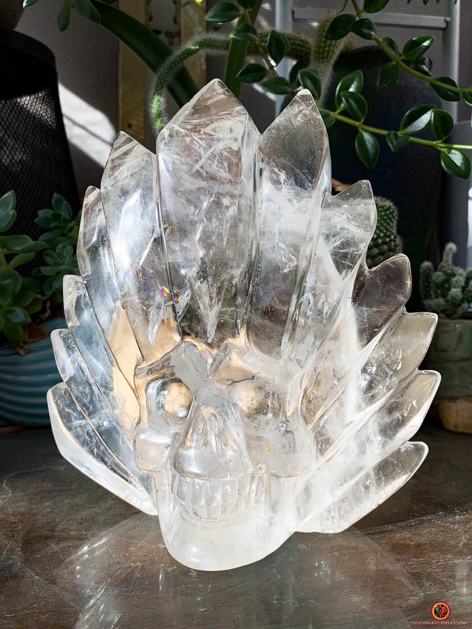 Crâne de Cristal en Cristal de Roche – Totem de Lumière | obsidian dragons