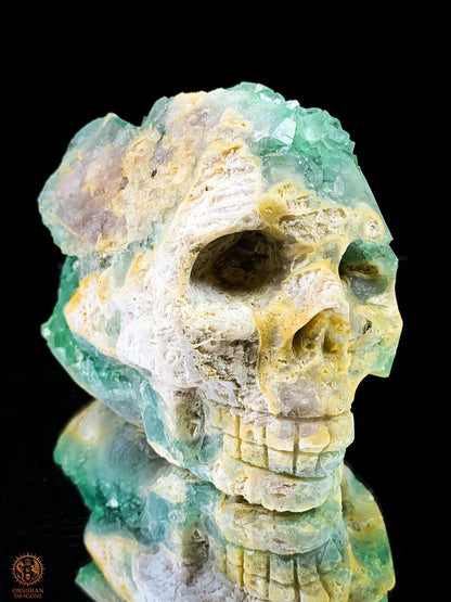 Crâne de Cristal en Fluorite Verte Brute – Esprit Ancien | obsidian dragons