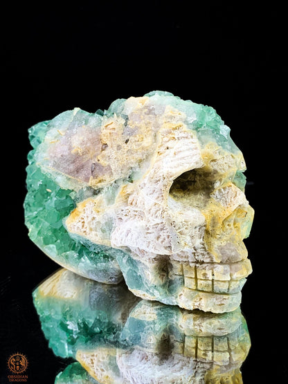 Crâne de Cristal en Fluorite Verte Brute – Esprit Ancien | obsidian dragons