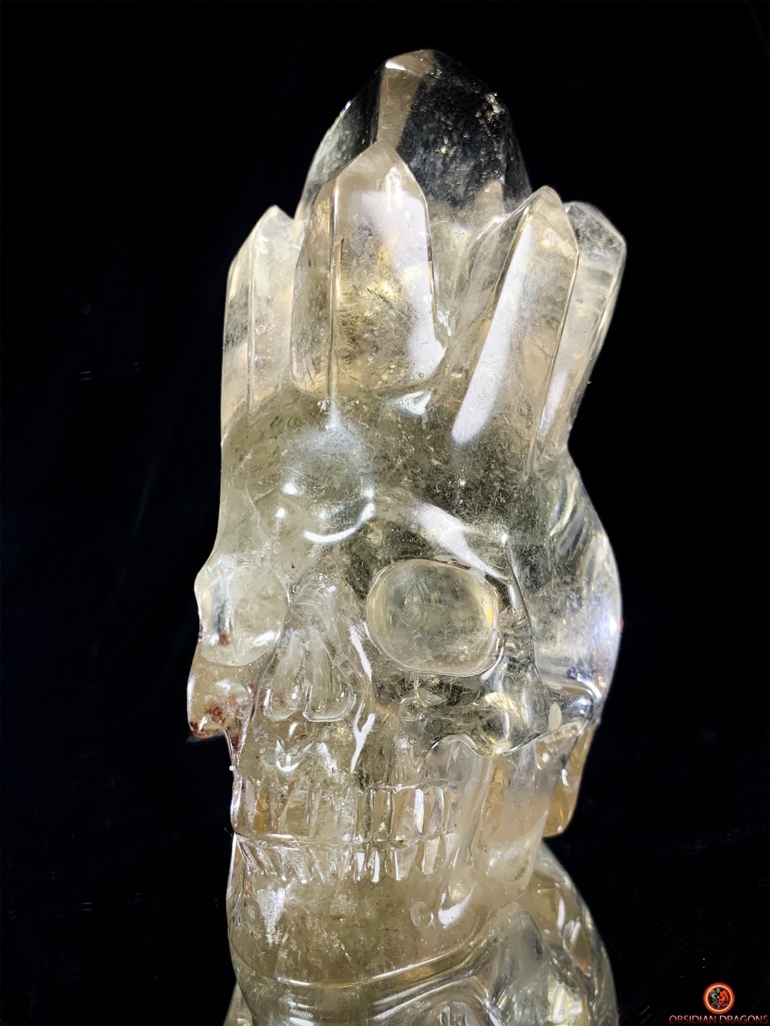 Crâne de Cristal en Quartz Fumé – Crâne de Cristal à Pointes | obsidian dragons