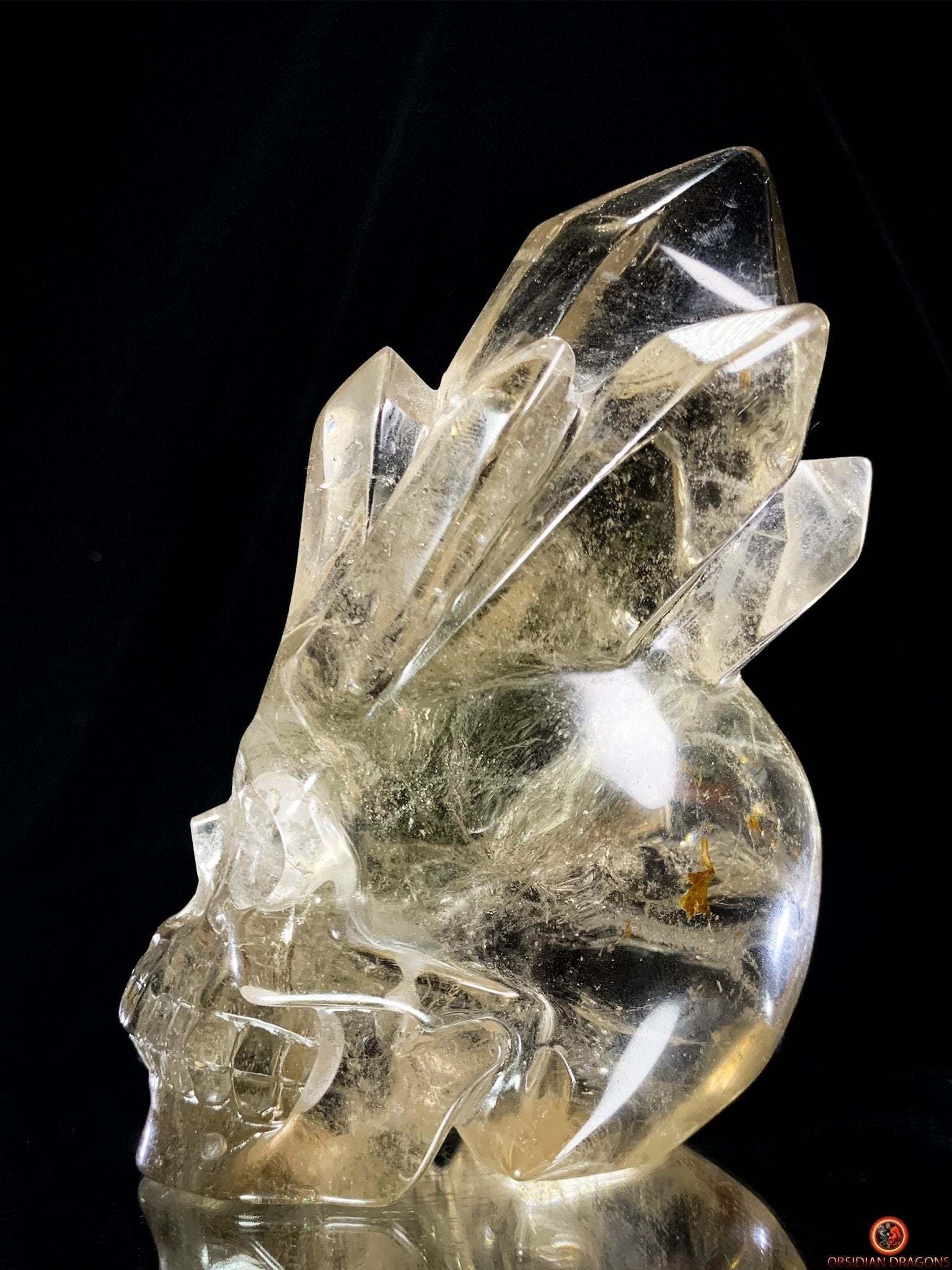 Crâne de Cristal en Quartz Fumé – Crâne de Cristal à Pointes | obsidian dragons