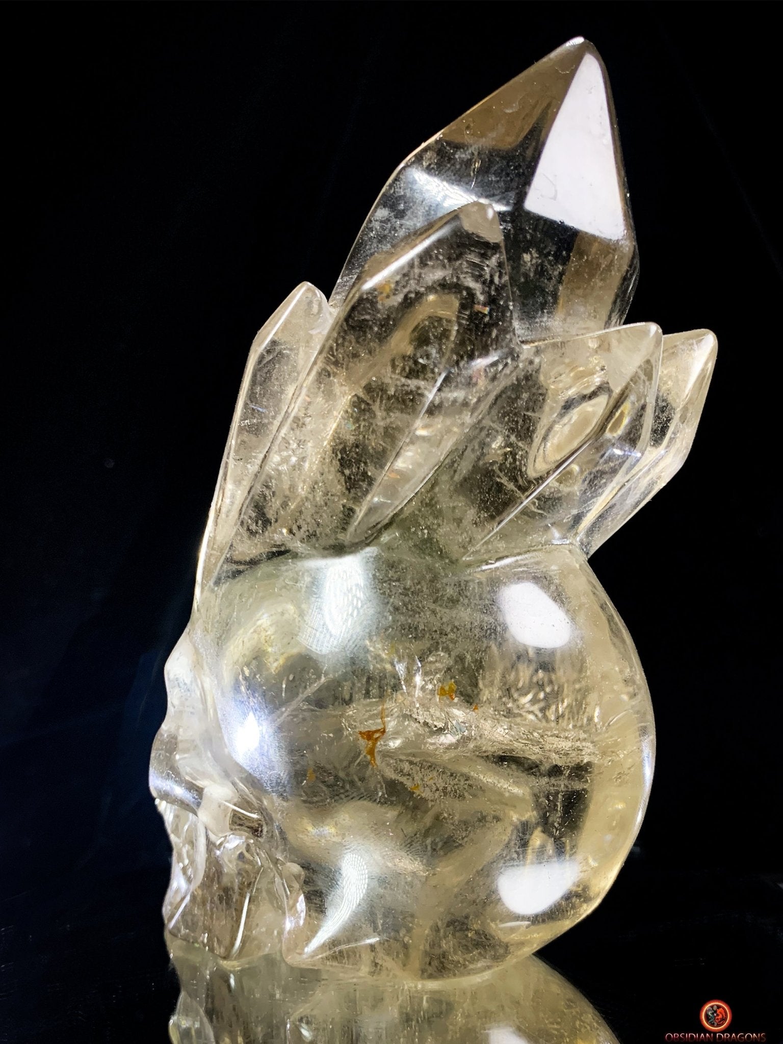 Crâne de Cristal en Quartz Fumé – Crâne de Cristal à Pointes | obsidian dragons
