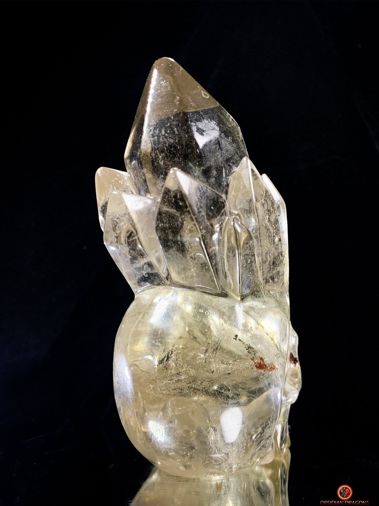 Crâne de Cristal en Quartz Fumé – Crâne de Cristal à Pointes - obsidian dragons