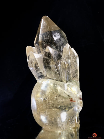 Crâne de Cristal en Quartz Fumé – Crâne de Cristal à Pointes - obsidian dragons