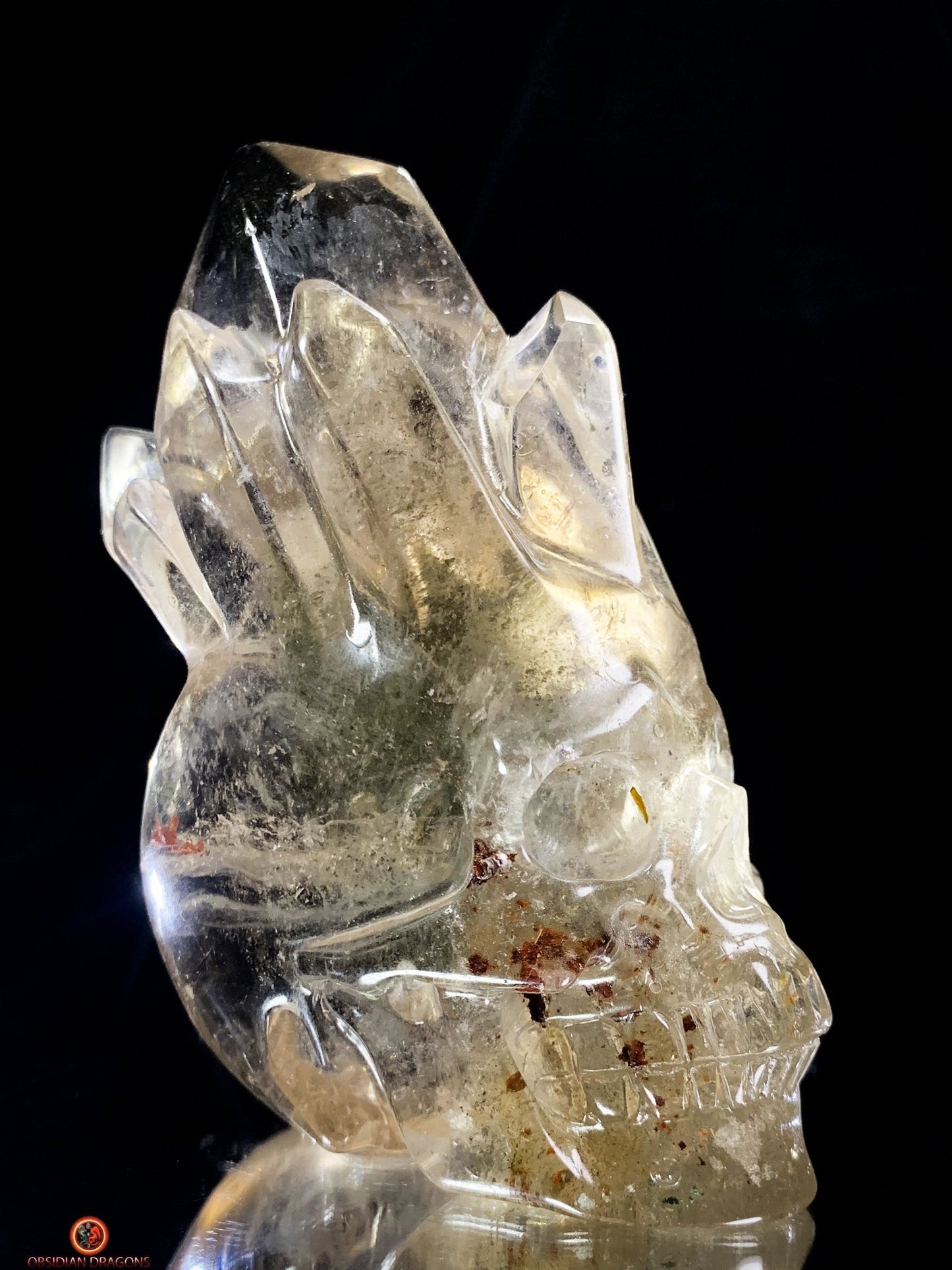 Crâne de Cristal en Quartz Fumé – Crâne de Cristal à Pointes | obsidian dragons