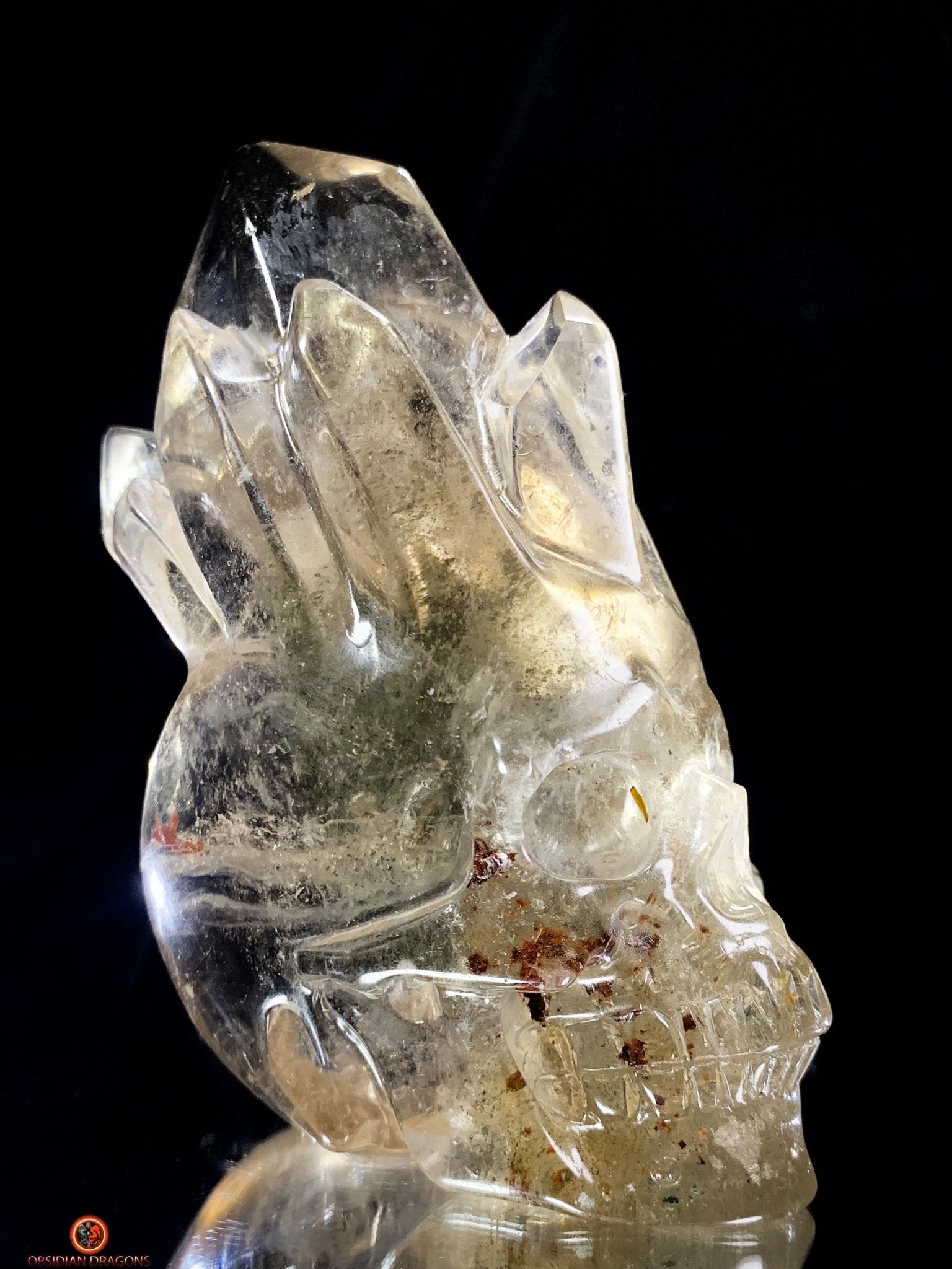 Crâne de Cristal en Quartz Fumé – Crâne de Cristal à Pointes | obsidian dragons
