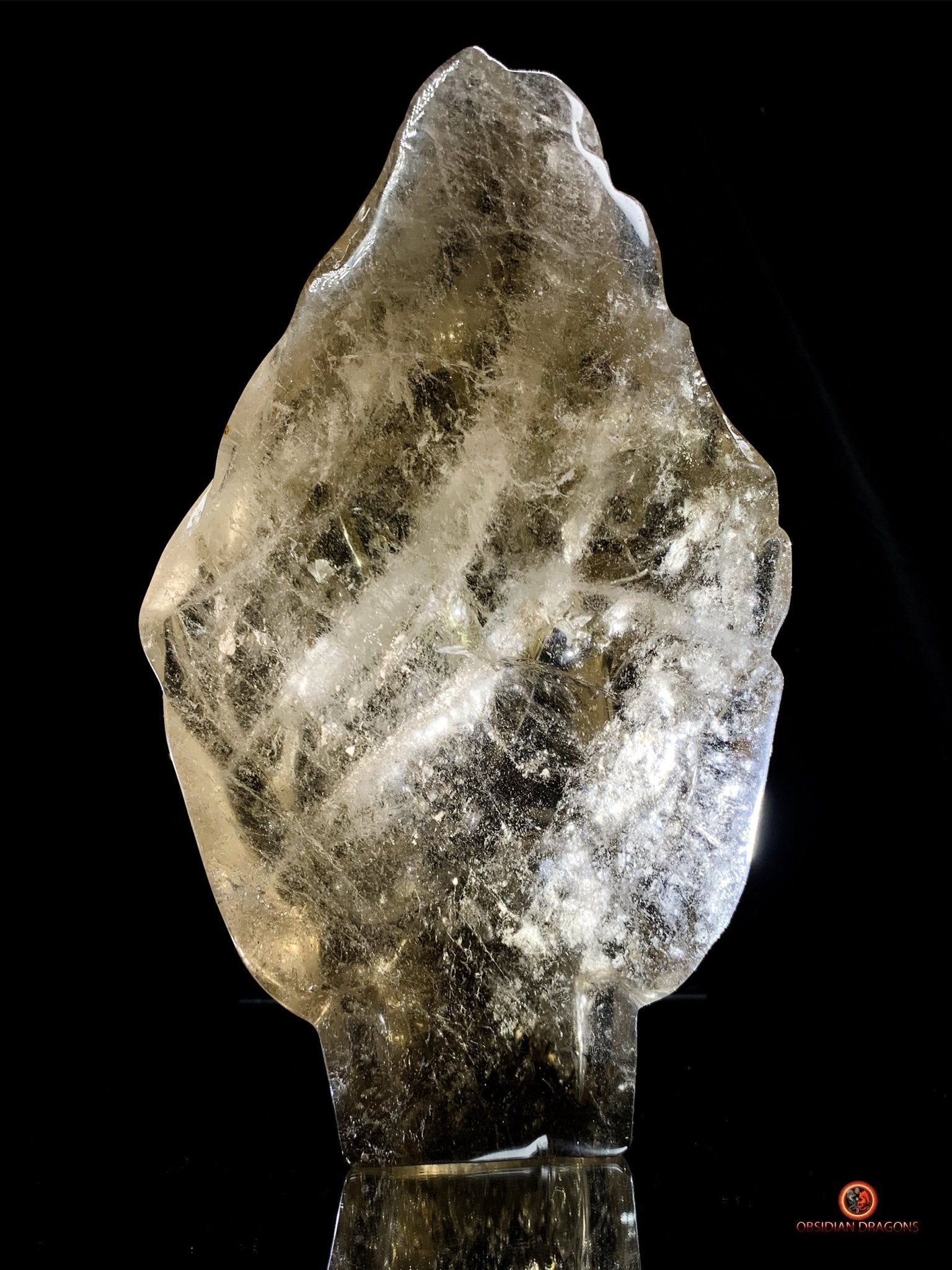 Crâne de Cristal en Quartz Fumé – Crâne enflammé | obsidian dragons