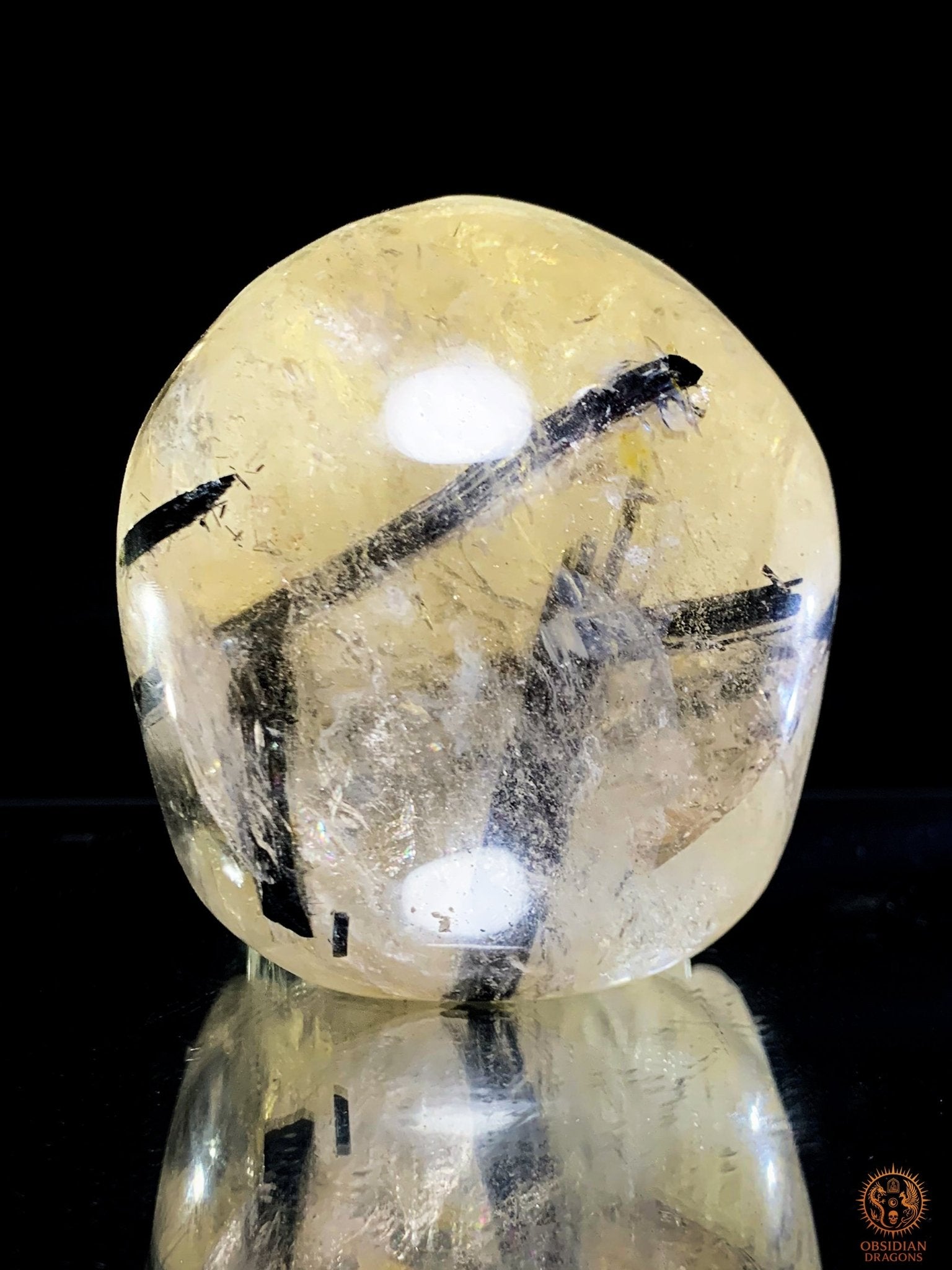 Crâne de Cristal en Quartz Fumé à Tourmaline Noire - Rare | obsidian dragons