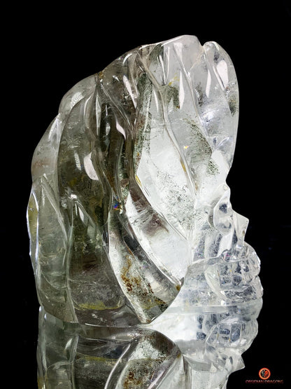 Crâne de Cristal en Quartz Jardin - Flammes Intérieures | obsidian dragons