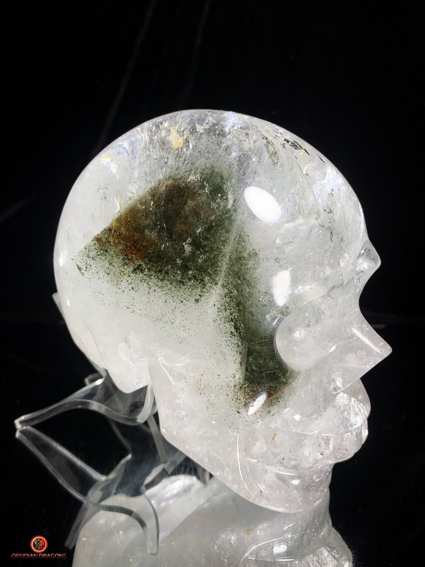 Crâne de Cristal en Quartz Lodolite – Crâne de collection | obsidian dragons