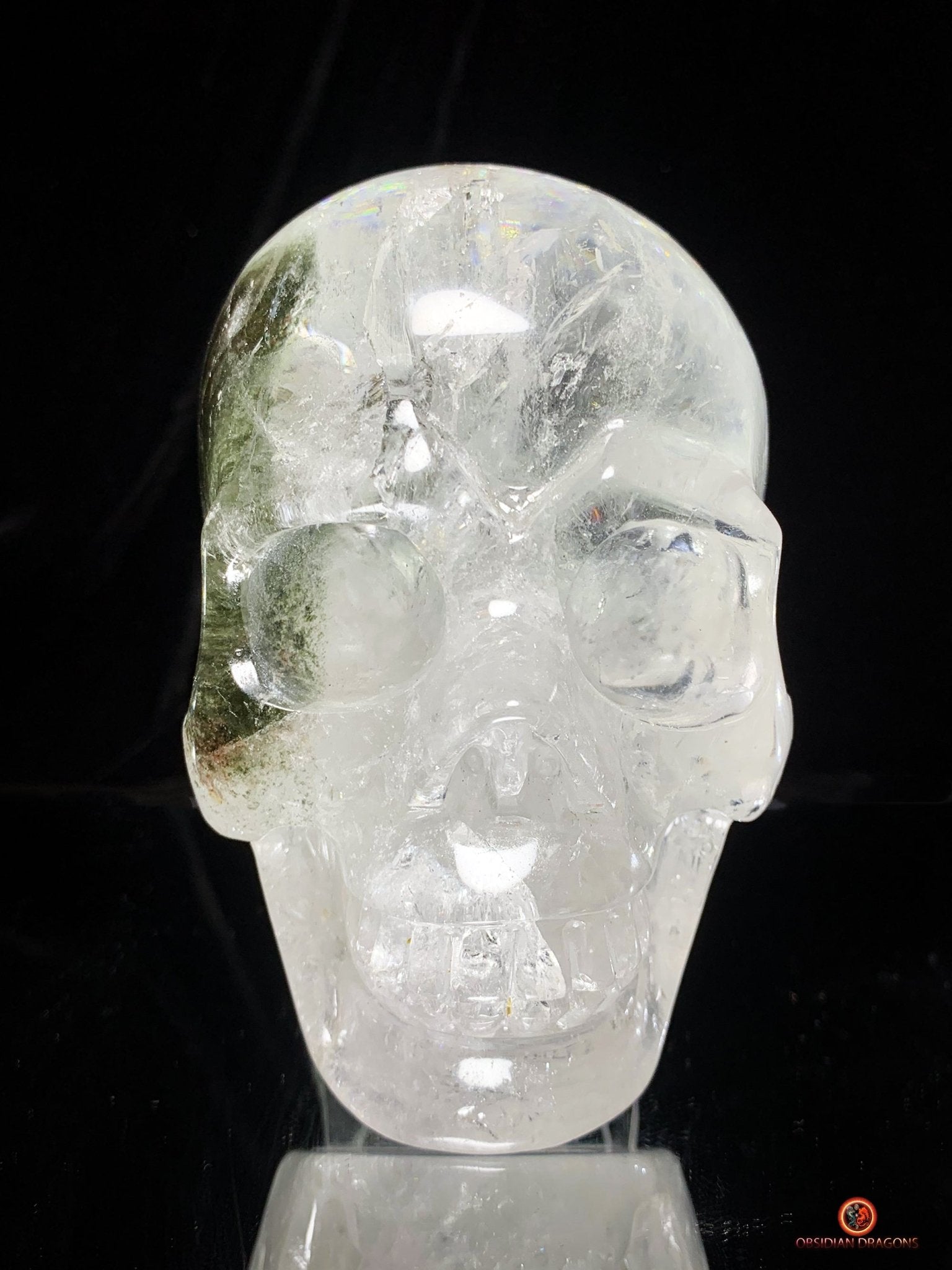 Crâne de Cristal en Quartz Lodolite – Crâne de collection | obsidian dragons