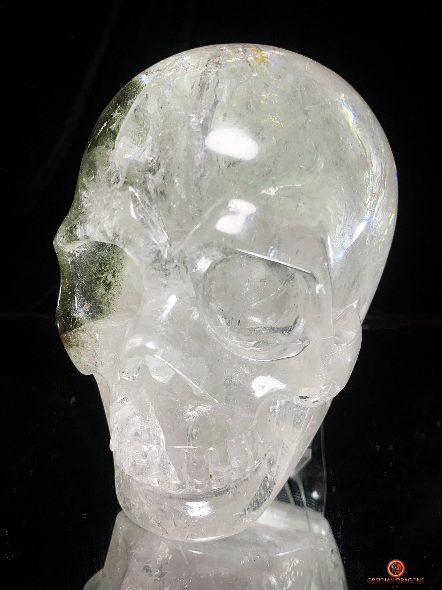 Crâne de Cristal en Quartz Lodolite – Crâne de collection | obsidian dragons