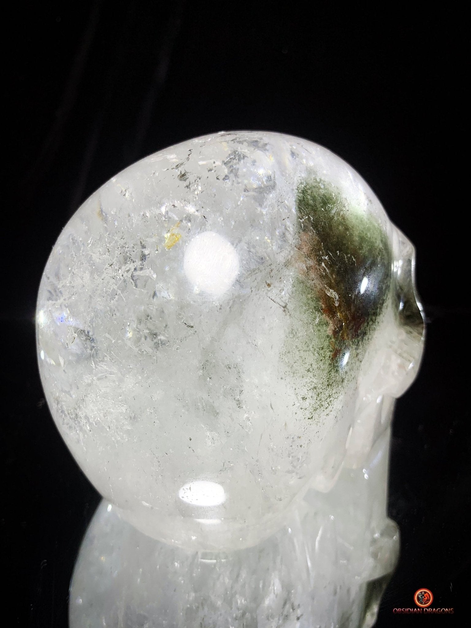 Crâne de Cristal en Quartz Lodolite – Crâne de collection | obsidian dragons