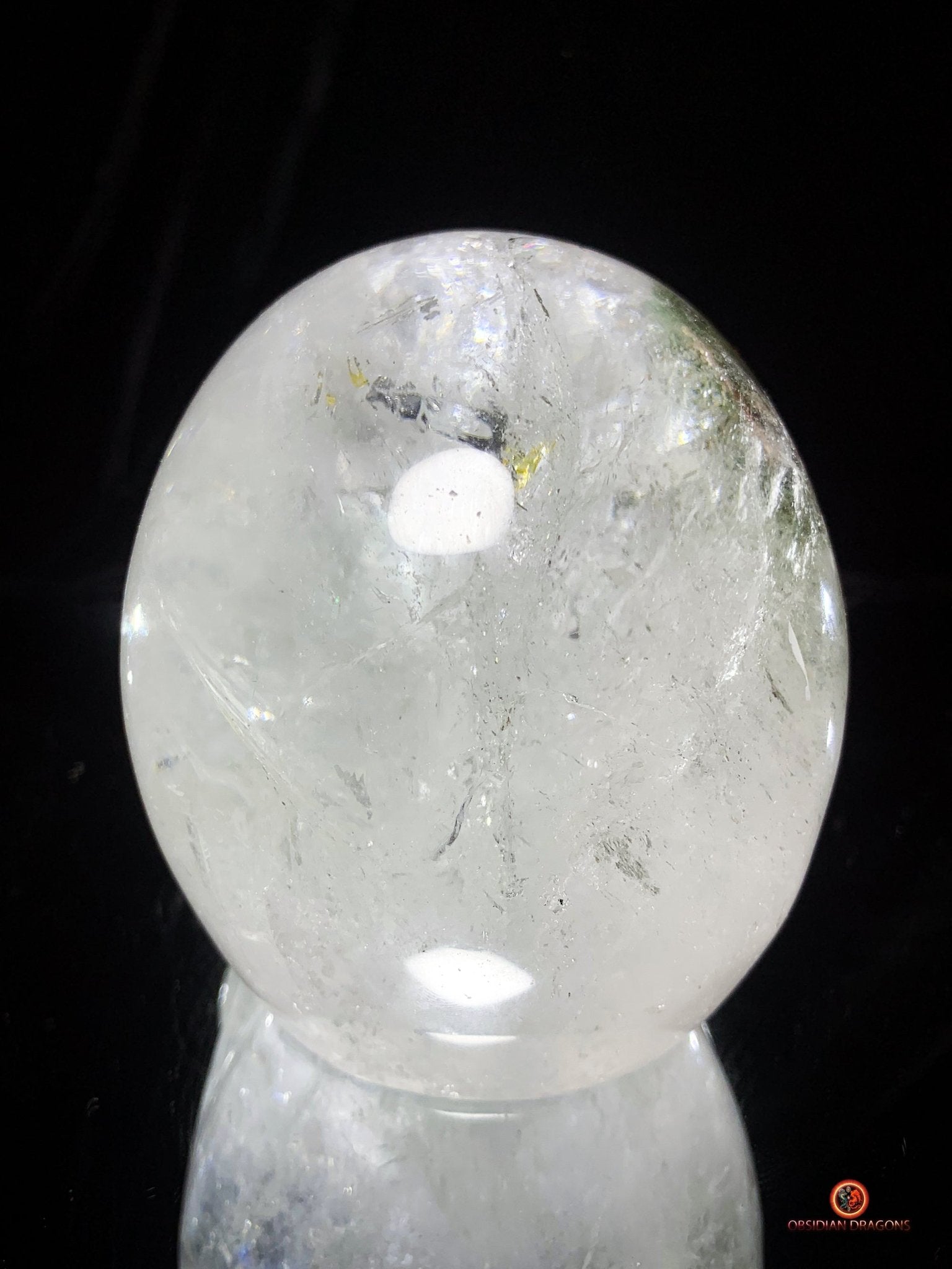 Crâne de Cristal en Quartz Lodolite – Crâne de collection - obsidian dragons