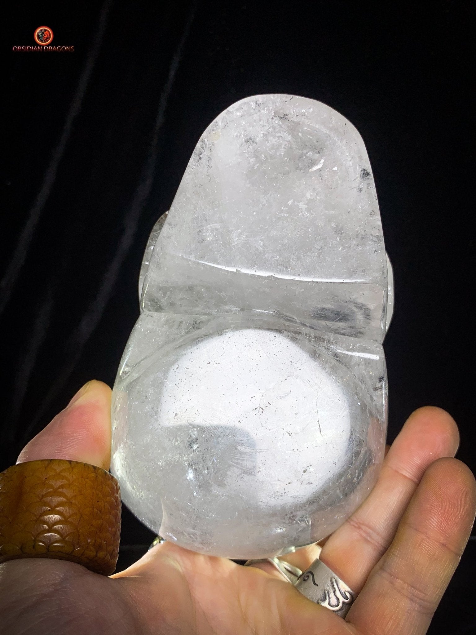 Crâne de Cristal en Quartz Lodolite – Crâne de collection - obsidian dragons