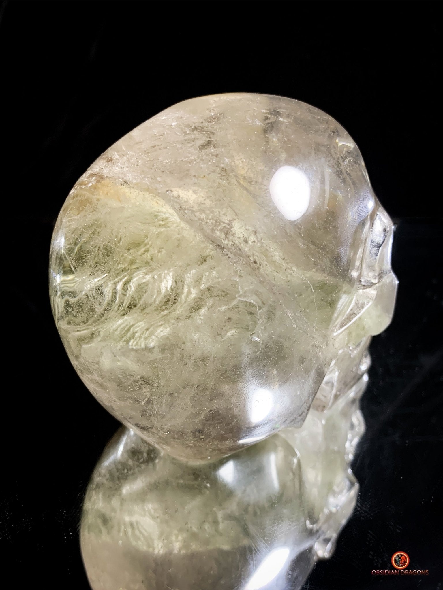 Crâne de Cristal en Quartz Lodolite - Qualité Supérieure - obsidian dragons