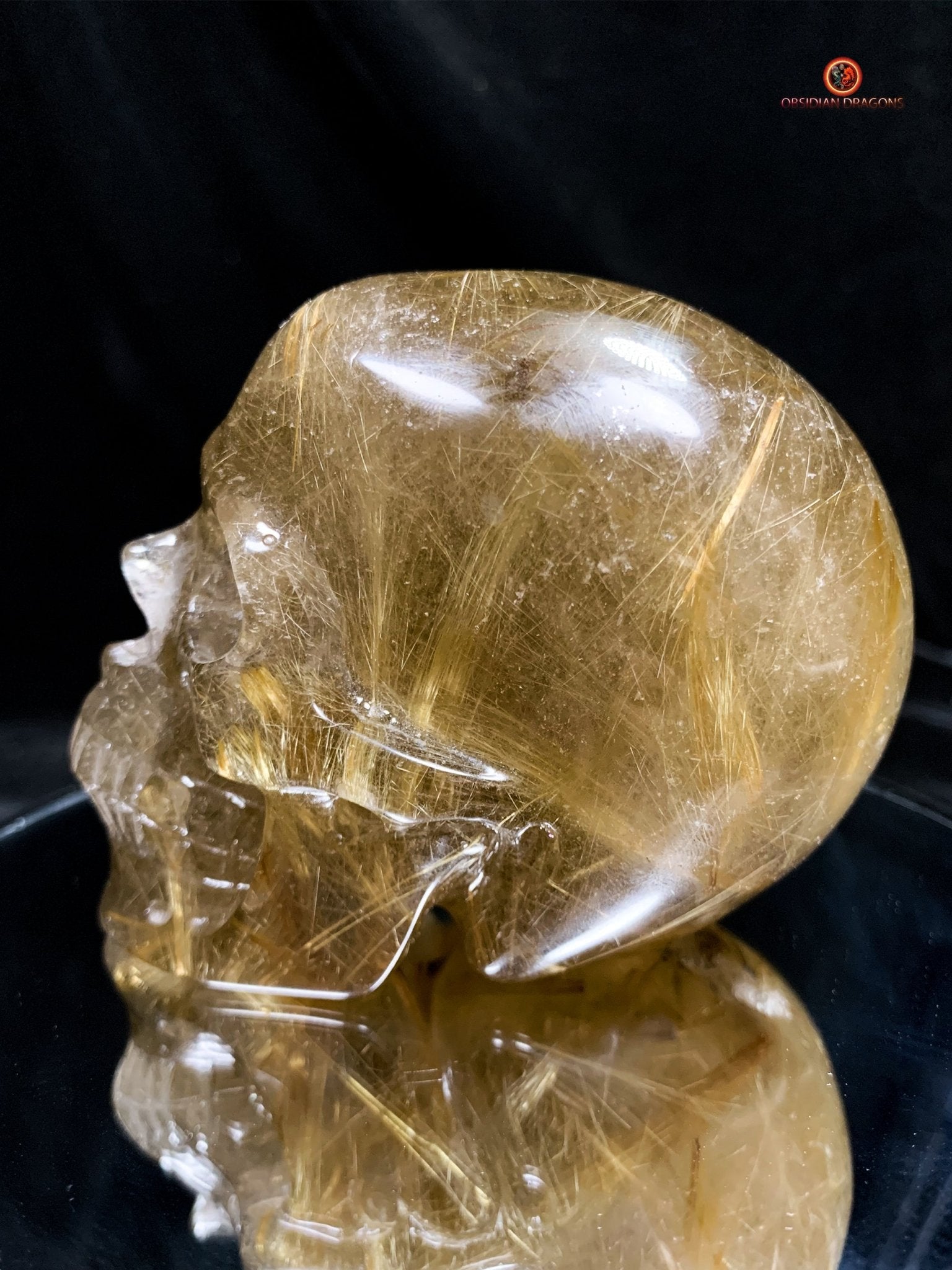 Crâne de Cristal en Quartz Rutile - Exceptionnel et Rare | obsidian dragons