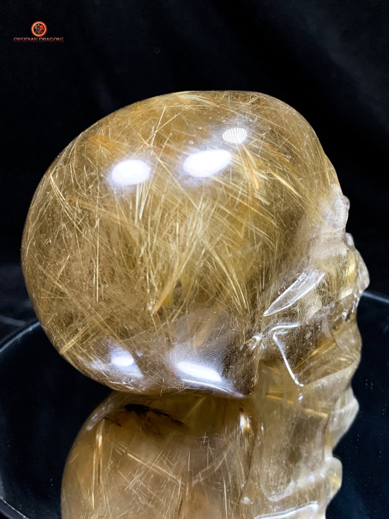 Crâne de Cristal en Quartz Rutile - Exceptionnel et Rare | obsidian dragons