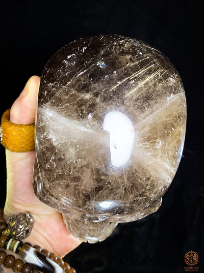 Crâne de Cristal en Quartz Rutile – Sculpture Rare de collection