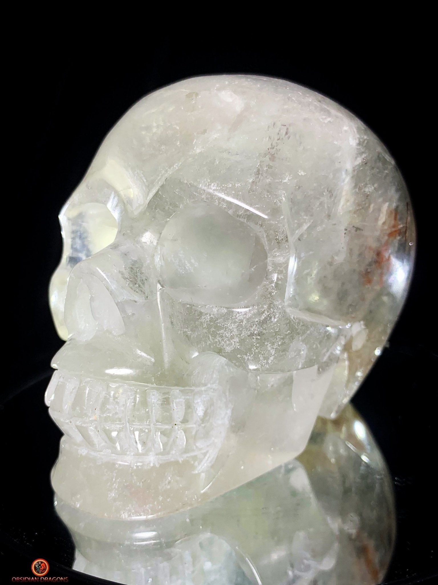 Crâne de Cristal en Quartz jardin – Crâne de cristal unique | obsidian dragons