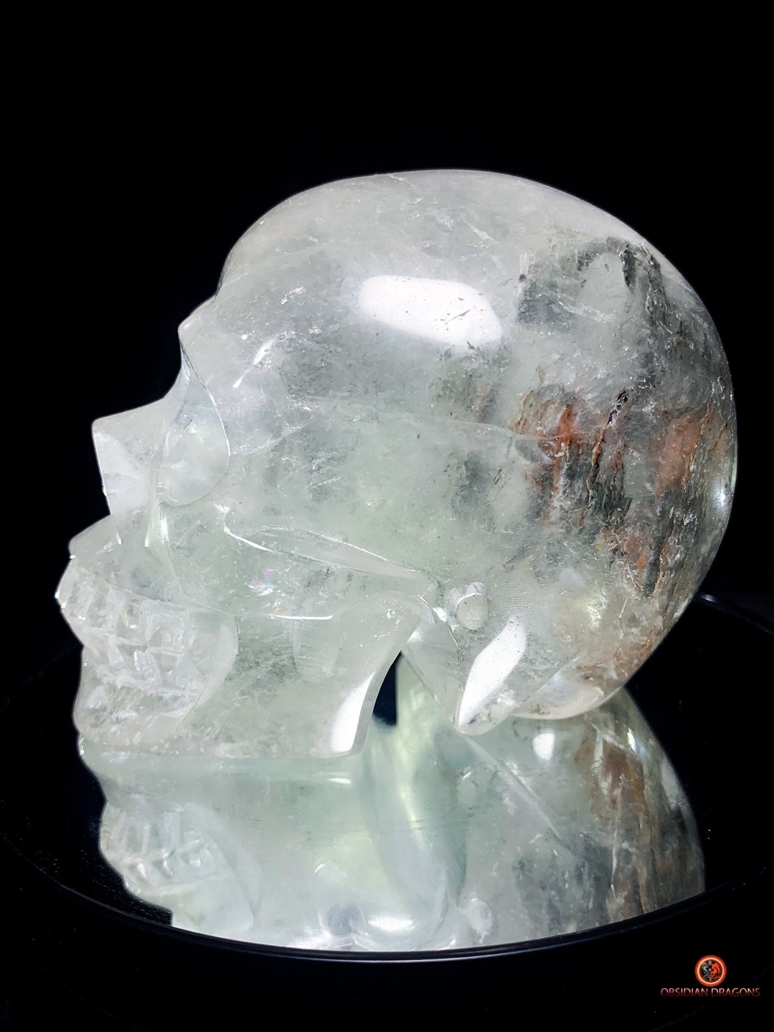 Crâne de Cristal en Quartz jardin – Crâne de cristal unique | obsidian dragons